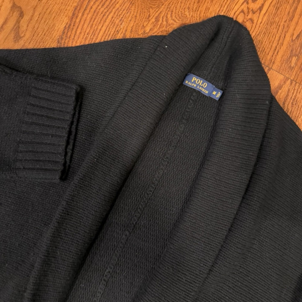 Polo Ralph Lauren Wool Cashmere Cardigan Sweater‎ Shawl Neck Women's M Black